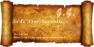Gröller Gergely névjegykártya